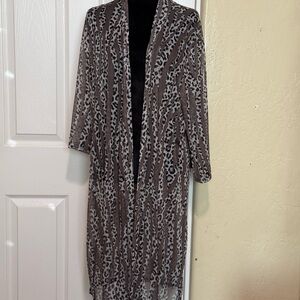 Double Take Sheer Animal Print Kimono